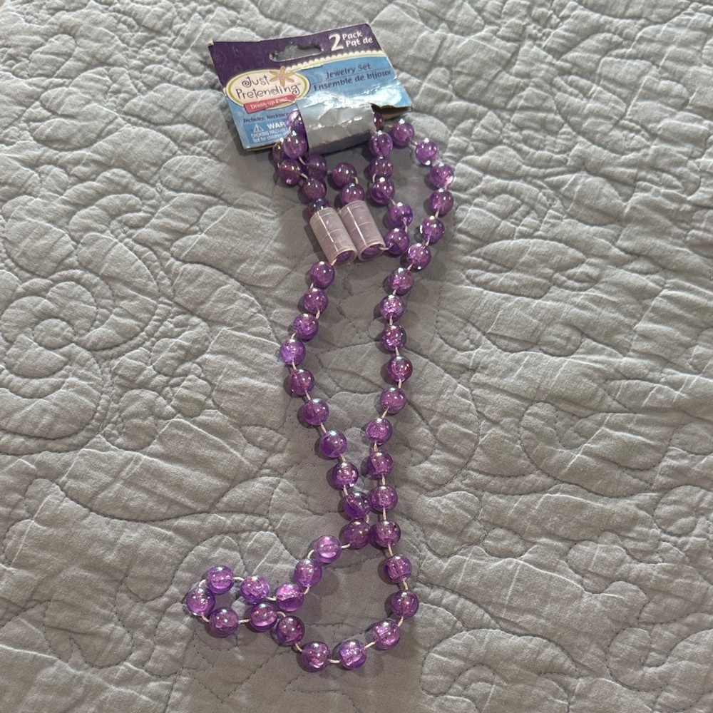 Purple Beaded Necklace Set